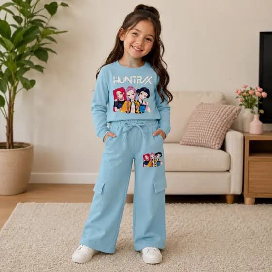 Conjunto   Infantil Blusa Manga Longa  + Calça  de  Guerreiras do K-pop