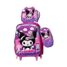 kit Mochila Escolar ridinha 3D Lancheira +Estojo + lancheira termica -Kuromi  My Melodi infantil
