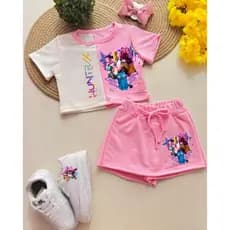 Conjunto Infantil Menina HUNTRIXX GUERREIRAS DO KPOK  - Short Saia - Moda Infantil