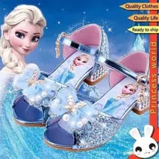 Sapatos de salto alto adequados para meninas, com estilo semelhante ao da Princesa Elsa de "Frozen", estilo cristal p 9E