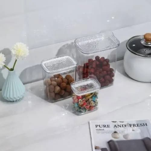 Conjunto Tres Potes Hermeticos Multiuso Tampa Vedacao Segura Plastico Resistente