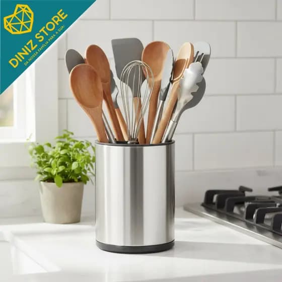 Porta Talher Inox com Dreno Secagem Rápida Organização Cozinha Durável Moderna