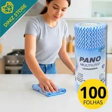 Rolo de Pano Multiuso 100 Folhas Absorventes Limpeza Lavanderia Cozinha