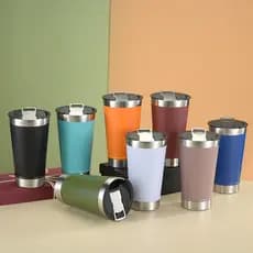 Kit Com 2 Dois Copos Térmicos 473Ml De Inox Com Tampa e Abridor
