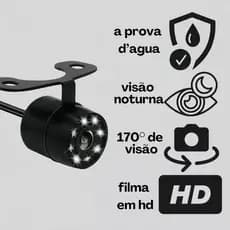 Câmera de Ré Câmera Automotiva Reversa HD 8 LEDs à Prova D’Água Visão Noturna