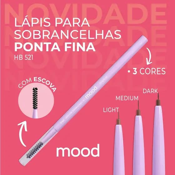 Lápis De Sobrancelhas 2x1 Ponta Fina Mood - Ruby Rose HB-521