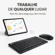 Teclado e Mouse Sem Fio Bluetooth Recarregável Ultrafino Para iPad Tablet Celular Smart TV