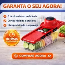 Fatiador Mandoline 6 em 1 Cortador de Legumes Profissional Inox com Recipiente e Lâminas