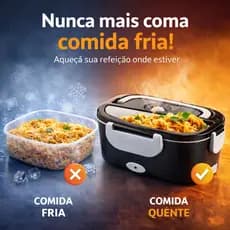 Marmita Elétrica Veicular Bivolt 12V 24V Carro e Tomada Portátil com Divisórias