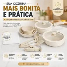 Kit Panelas Antiaderente Cabo Removível Branco Jogo Completo Indução com Acessórios