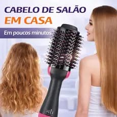 Escova Secadora 3 em 1 110V Profissional Íons Negativos Seca Alisa Modela Cabelo 1000W