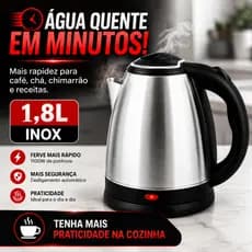 Chaleira Elétrica Térmica Bule Com Tampa Inox 1,8L 1200W Desligamento Automático Base 360° Rápida