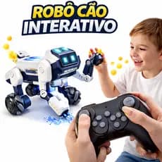 Robô Cachorro Controle Remoto Interativo Infantil LED Recarregável Anda Late Brinquedo