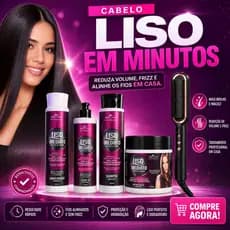 Kit Liso Imediato Redutor de Volume Bell Corpus + Escova Alisadora Profissional 5 em 1