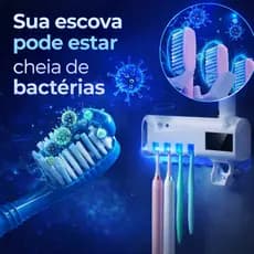 Suporte Escova de Dente com Esterilizador UV e Dispenser Automático Porta Escovas Banheiro