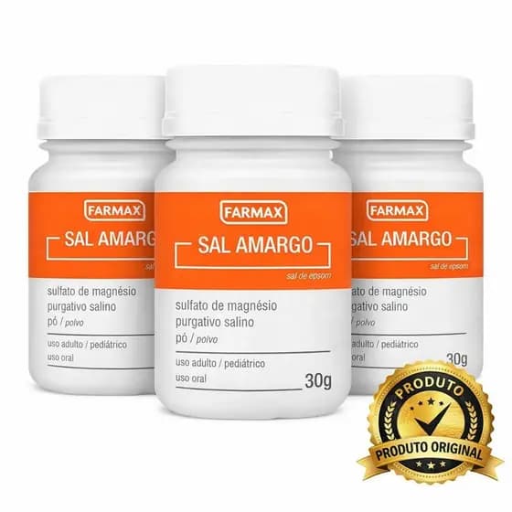 Kit 3x Sal Amargo Farmax 30g Sulfato de Magnésio Pó Uso Oral Original