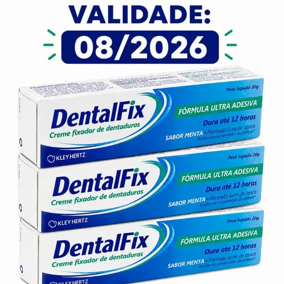 Kit 3x DentalFix Creme Fixador Dentadura 20g Ultra Forte Até 12h Sem Zinco Menta Original Econômico