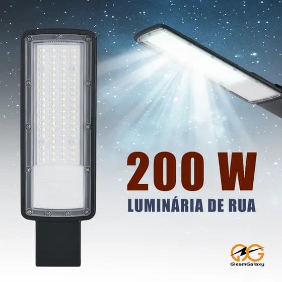 Luminária LED Poste 200W 6500K IP66 Bivolt - Kit 1-4 para Iluminação Pública Externa