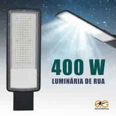 Luminária LED Poste 400W 6500K IP66 Bivolt - Kit 1-4 para Iluminação Pública Externa