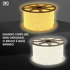 1 a 10 Metros Fita LED Com Conector 110V/220V para Sala/Cozinha | 3000K (Quente) e 6500K (Frio)|IP65
