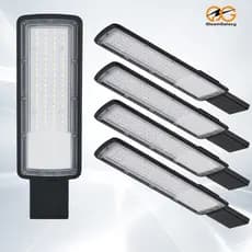 5 Kit Luminária LED Poste 200W 6500K IP66 Bivolt Cabeçote para Iluminação Pública Externa