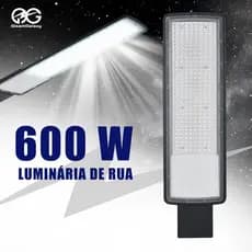 Luminária LED Poste 600W 6500K IP66 Bivolt - Kit 1-4 para Iluminação Pública Externa