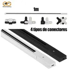 Trilho Eletrificado para Luz de Trilho + Conector LED | Preto/Branco | Iluminação Ajustável｜Bivolt