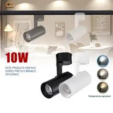 Kit Spot LED Trilho Eletrificado 10W Cor Preto/Branco +Trilho | Bivolt Luz Frio/Neutro/Quente