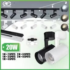 Kit Spot LED Trilho Eletrificado 20W Cor Preto/Branco +Trilho | Bivolt Luz Frio/Neutro/Quente