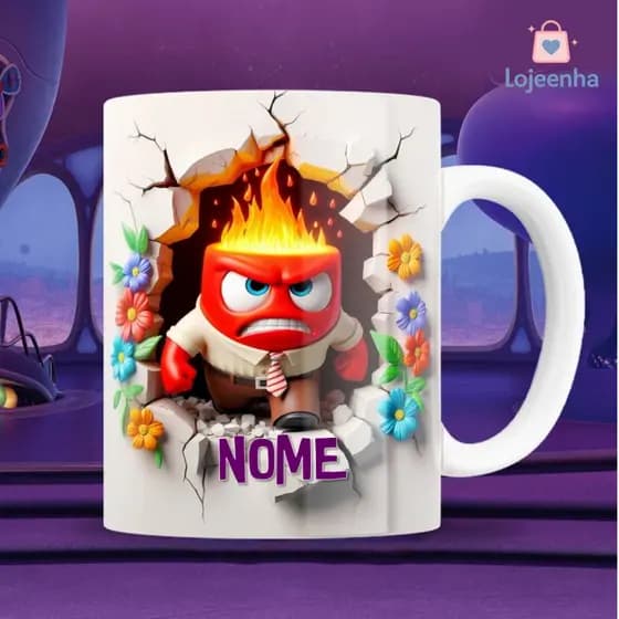 Caneca Divertidamente 3D Personagens - Raiva - Filme Divertidamente - Caneca Raiva