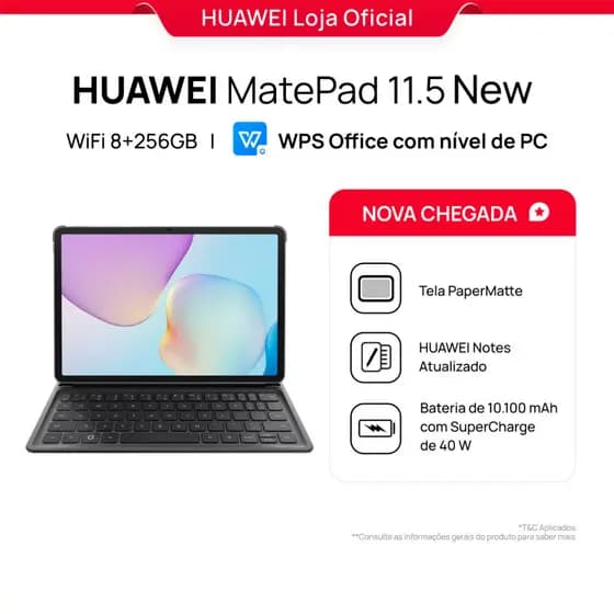 HUAWEI MatePad 11.5 New | Edição PaperMatte WiFi 8+256 GB | Bateria de 10.100 mAh | 2,5k e 120 Hz