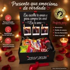 Caixa Personalizada com Fotos e Frases + LED | Surpresa Romântica, Namoro, Aniversário, Dia dos Pais
