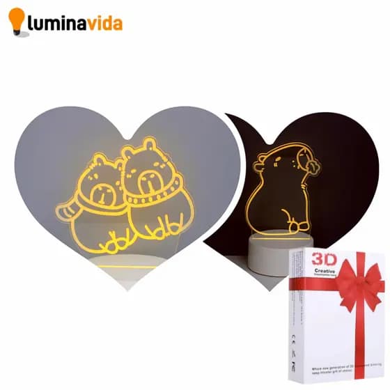 Luminaria Abajur Capivara Criativo 3D Abajur Para Quarto Infantil Lâmpada de Mesa 3D Acrílico Animal