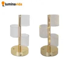 Abajur LED Recarregável USB Retrátil de Aço Luz Neutra Ajustável 3 Tons USB Sala/Escritório/Quarto