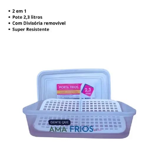 Porta Frios Com 2 Divisórias Pote Multiuso 2,3 Litros