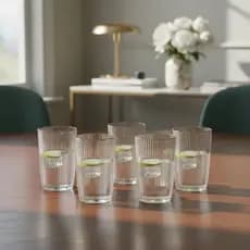 Jogo 6 Copos 370ml Graffiato Borda Dourada Hauskraft