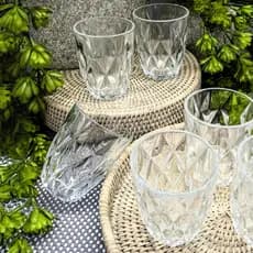 Jogo 6 Copos Baixo Diamond de Vidro 280ml Transparente