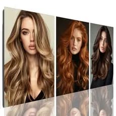 Quadro Decorativo Salão de Beleza Mosaico Cabelos Kit 3 Peças Pronta Entrega