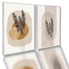 Kit Quadros Decorativos Floral Minimalista Luxo Para Sala 2 Peças Decoração Escritório