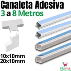 Canaleta para Fios Cabos 3 Metros Canaleta Adesiva Organizador Esconde Fio Cabo Cotovelo Emenda