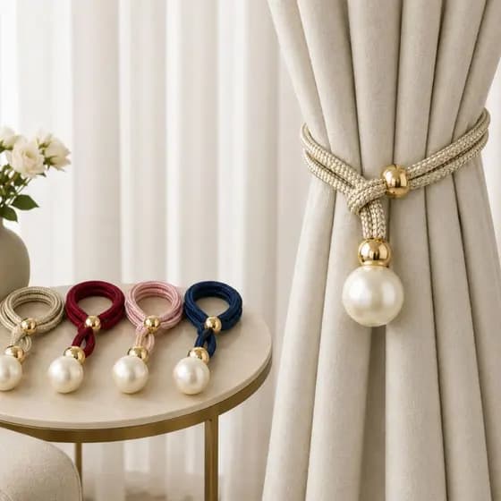 Kit 2 Prendedor de cortina decorativo com bola pequena luxo ambiente moderno