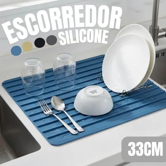 Tapete escorredor de louça 33x20 silicone grande emborrachado antiaderente