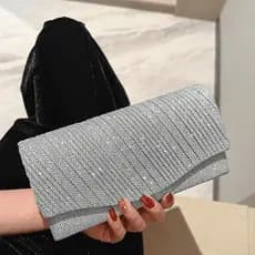Bolsa de Festa Luxuosa com Brilho para Casamento e Jantares Clutch Feminina com Alça Y1055