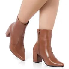 bota feminina cano curto salto grosso bico fino confortavel lancellotti