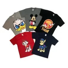 Kit 5 Camisetas Infantil 100% Algodão 30.1 Personagens Super Heróis Criança Camisa Blusa KIT PROMOÇAO