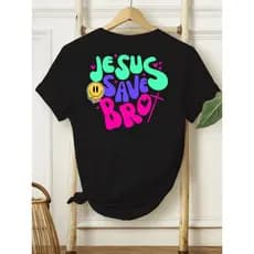 Camiseta Feminina Premium 100% Algodão Cristã Evangélica Estampada Jesus Saves Bro Envio Imediato PROMOCAO