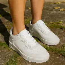 Tênis Feminino Cinza Branco Casual Confortavel Leve Solado Macio Runner