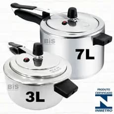 Jogo Com 2 Panelas Pressão 7 Litros e 3 Litros Em Aluminio Testada e Certificada Pelo INMETRO