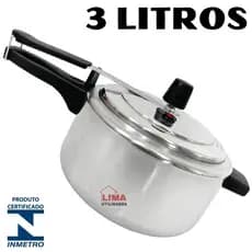 Panela De Pressão 3 Litros Com Ótima Pressao Capacidade 3L Testada e Certificada Pelo Inmetro Polida