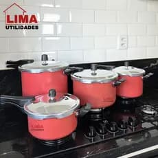 Panela De Pressão Fechamento Externo Vermelha Certifica Pelo Inmetro Cozimento Rápido 1 Ano Garantia